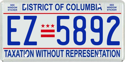 DC license plate EZ5892