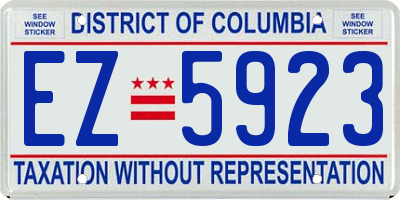 DC license plate EZ5923