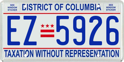 DC license plate EZ5926