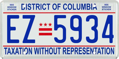 DC license plate EZ5934