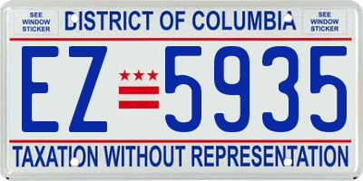 DC license plate EZ5935