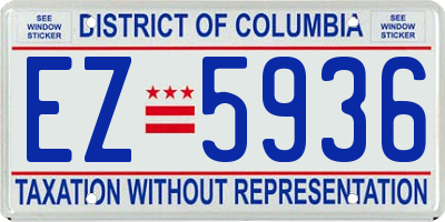 DC license plate EZ5936