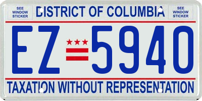 DC license plate EZ5940