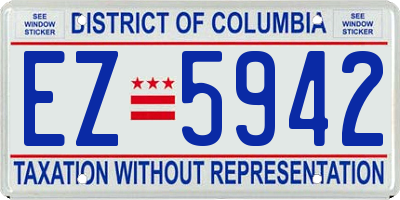 DC license plate EZ5942