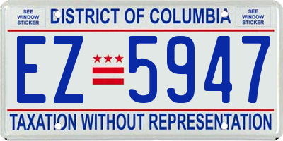 DC license plate EZ5947