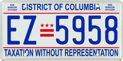 DC license plate EZ5958