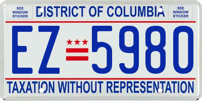 DC license plate EZ5980