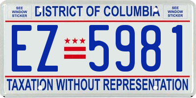 DC license plate EZ5981