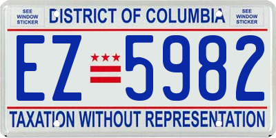 DC license plate EZ5982