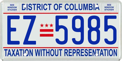 DC license plate EZ5985