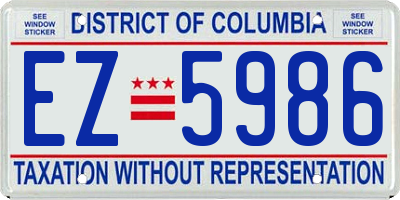 DC license plate EZ5986