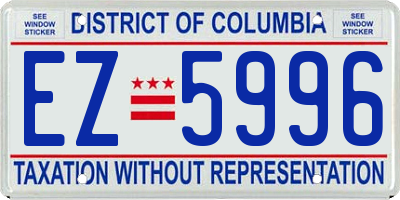 DC license plate EZ5996