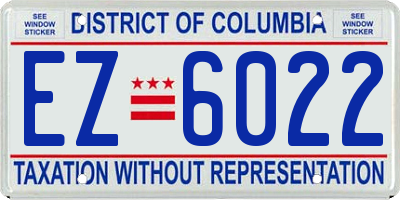 DC license plate EZ6022