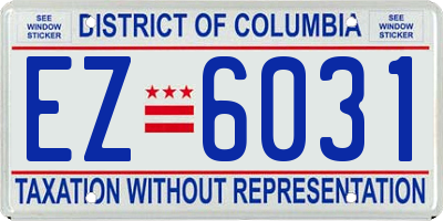 DC license plate EZ6031