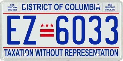 DC license plate EZ6033