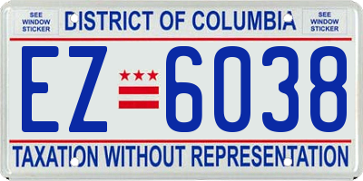 DC license plate EZ6038