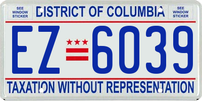 DC license plate EZ6039