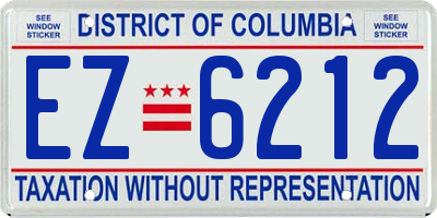 DC license plate EZ6212