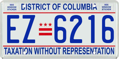 DC license plate EZ6216