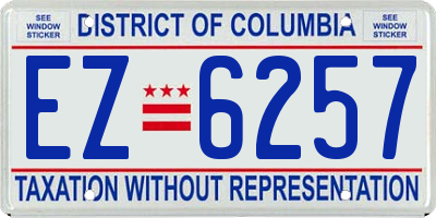 DC license plate EZ6257