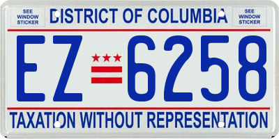 DC license plate EZ6258