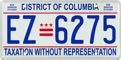 DC license plate EZ6275