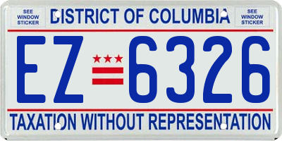 DC license plate EZ6326