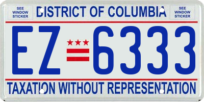 DC license plate EZ6333