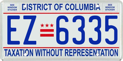 DC license plate EZ6335