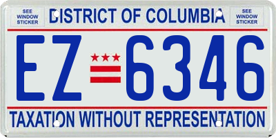 DC license plate EZ6346