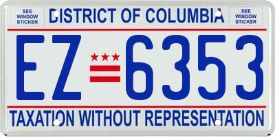 DC license plate EZ6353