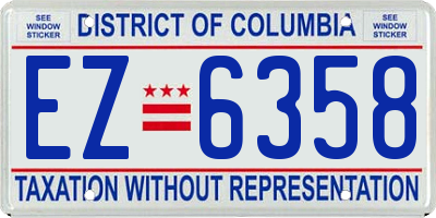 DC license plate EZ6358