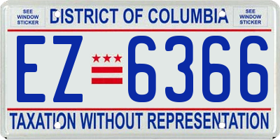 DC license plate EZ6366