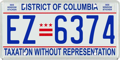 DC license plate EZ6374