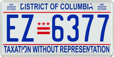 DC license plate EZ6377