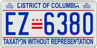 DC license plate EZ6380