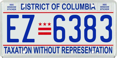 DC license plate EZ6383