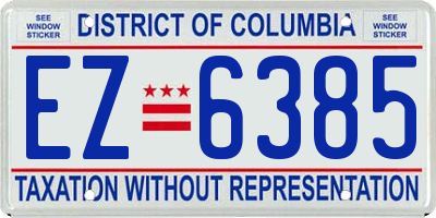 DC license plate EZ6385