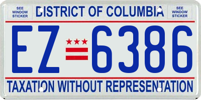 DC license plate EZ6386