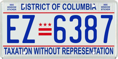 DC license plate EZ6387