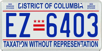 DC license plate EZ6403