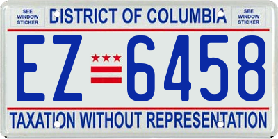 DC license plate EZ6458