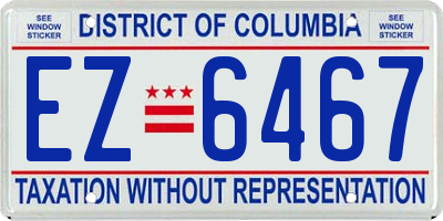 DC license plate EZ6467