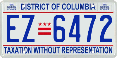 DC license plate EZ6472