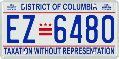 DC license plate EZ6480