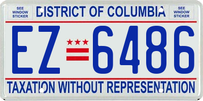 DC license plate EZ6486