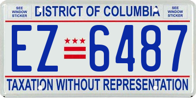 DC license plate EZ6487