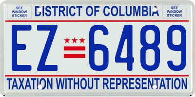 DC license plate EZ6489