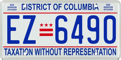 DC license plate EZ6490