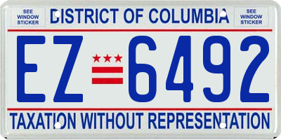 DC license plate EZ6492